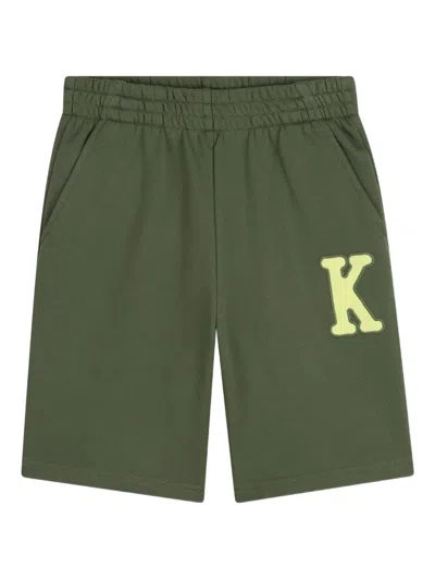 Kenzo Kids' Applique Elasticated Shorts In Green
