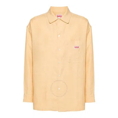 Kenzo Applique Logo Long Sleeve Shirt In Brown