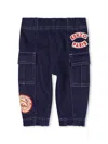 Kenzo Appliquéd Twill Cargo Pants In Blue