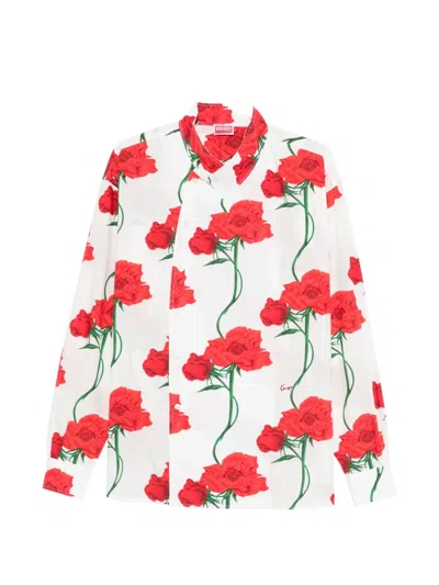 Kenzo Archive Rose Floral Shirt In White