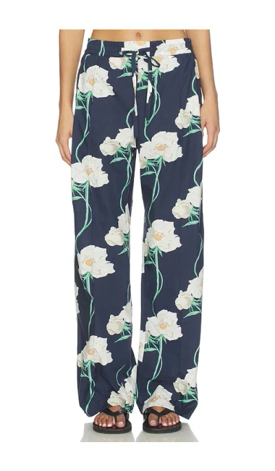 Kenzo Floral-detail Drawstring Trousers In Blue