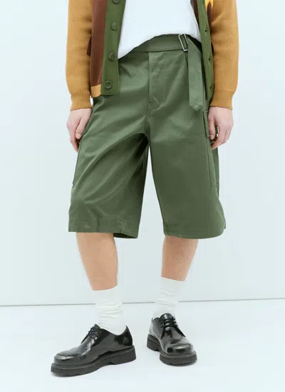 Kenzo Army Cargo Shorts In Green