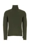 Kenzo High Turtleneck Embroidered Jumper In Olive