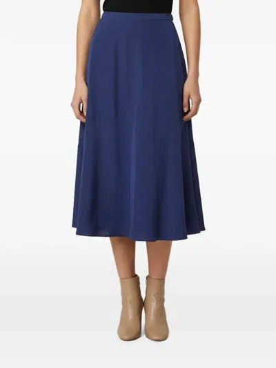 Pre-owned Kenzo Asymmetric Crepe Midi Skirts In Blue