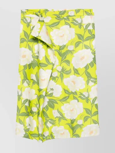 Kenzo Asymmetric Floral Wrap Skirt In Green