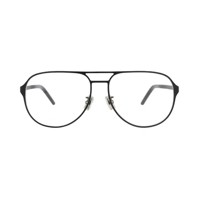 Pre-owned Kenzo Aviator-frame Metal Optical Frames 'black/transparent' | Men's Size Onesize