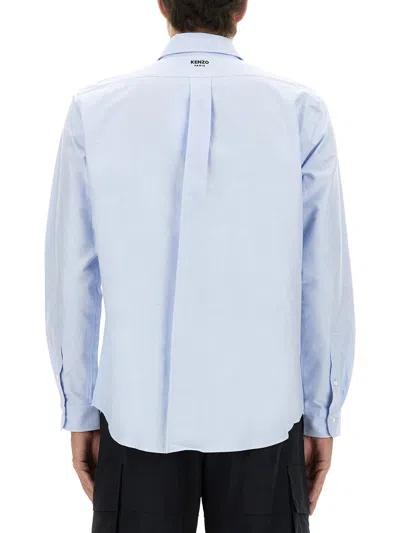 Kenzo Azure Cotton Shirts In Blue