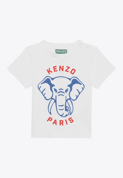 Kenzo Babies Crewneck Logo-printed T-shirt In White
