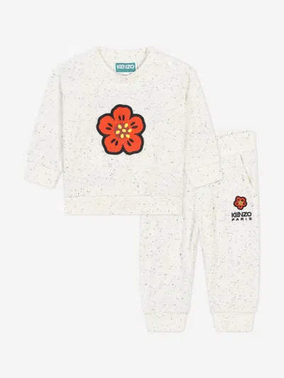 Kenzo Babies' Boke Flower Speckled Tracksuit In Ivory