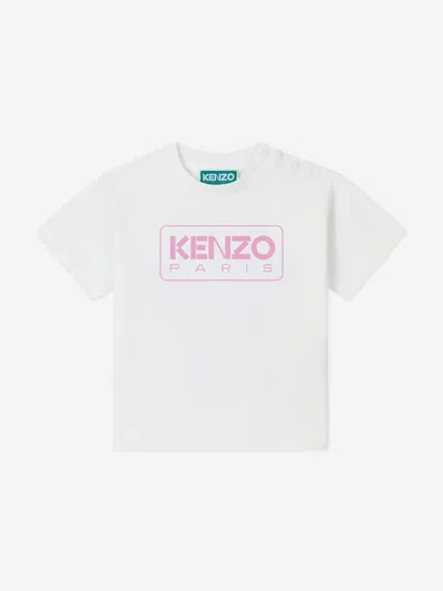 Kenzo Baby Girls Logo T-shirt In White