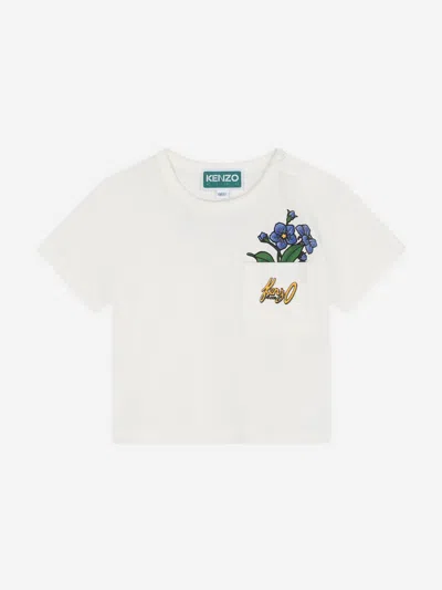 Kenzo Babies' Floral-print Organic Cotton T-shirt In Ivory