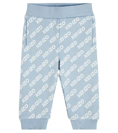Kenzo Baby Logo Cotton-blend Sweatpants In Blue