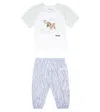 Kenzo Baby Logo T-shirt And Pants Set In Pale Blue
