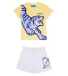 Kenzo Baby Printed Cotton T-shirt And Shorts In Light Gray China
