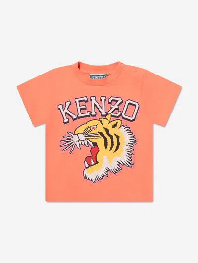 Kenzo Baby Tiger Logo T-shirt In Orange