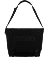 Kenzo Black Logo Large Messenger Bag In Black