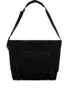 Kenzo Black Logo Large Messenger Bag In Black