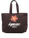 Kenzo X Futura 2000 Large Flower-print Tote Bag In Brown