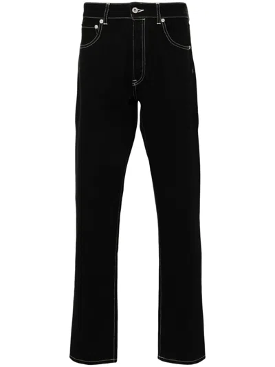 Kenzo Logo-patch Denim Pants In Black