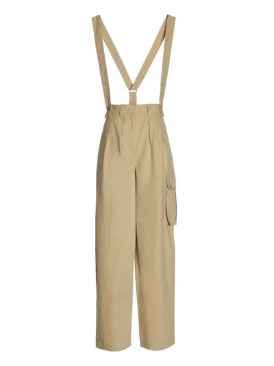 KENZO BEIGE CARGO PANTS WITH BRACES