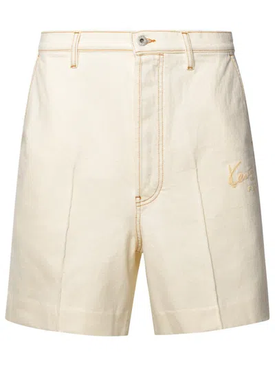 Kenzo Beige Cotton Blend Bermuda Shorts
