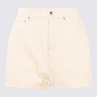 Kenzo Beige Cotton Shorts In Stone Bleached White Denim