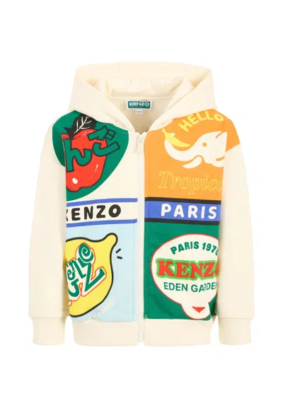 KENZO BEIGE SWEATSHIRT FOR BOY WITH FRUIT