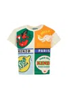 Kenzo Beige T-shirt For Boy Wtih Fruit In Multi