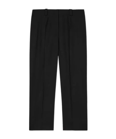Kenzo Logo-appliqué Wool Cropped Trousers In Black