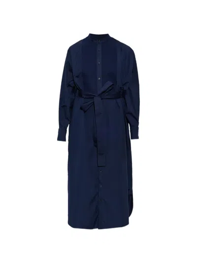Kenzo Belted Button-front Dress In Blue