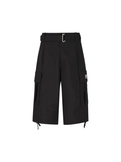 Kenzo Belted Cargo Shorts In Black