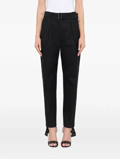 Kenzo Belted Pleated Trousers In Black