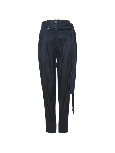 Pre-owned Kenzo Belted Pleated Trousers In Blue