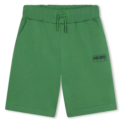 Kenzo Kids' Cotton Logo Bermuda Shorts (2-14 Years) In Green