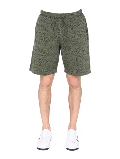 Kenzo Bermuda With Animal Print In Green