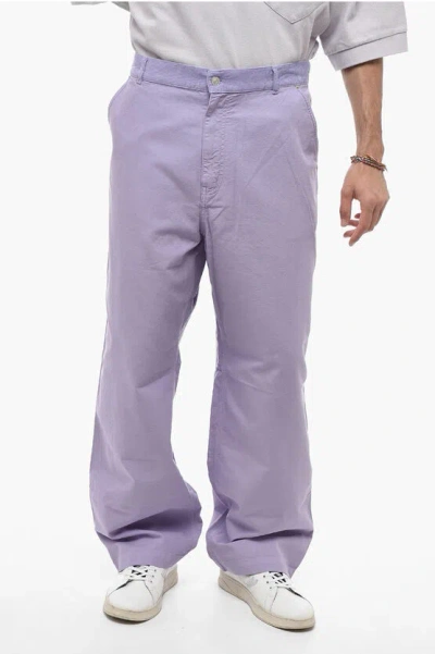 Kenzo Bi-material Cargo Trousers In Purple