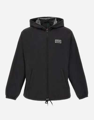 Kenzo Bicolor  Paris Hooded Jacket In Black