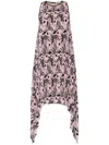 Kenzo Bird-print Plissé Midi Dress In Pink