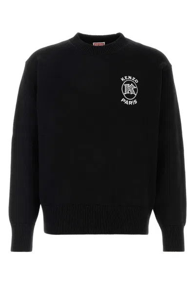 Kenzo Black Cotton Sweater In Animal Print