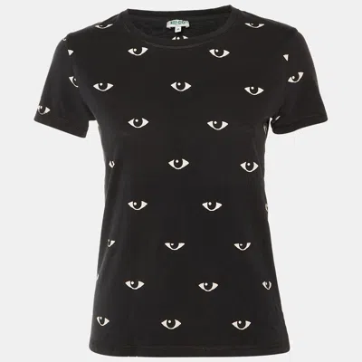 Pre-owned Kenzo Black All Over Eye Print Cotton Slim Fit T-shirt M