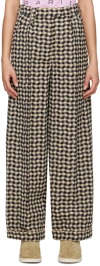 Kenzo Black & Beige  Paris Tailored Trousers In 87 - Tabac