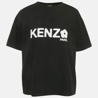 Pre-owned Kenzo Black Boke Flower Printed Cotton Knit T-shirt Xl