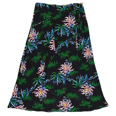 Kenzo Black Botanical-print Wrap Skirt