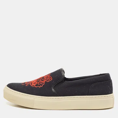 Pre-owned Kenzo Black Canvas Slip On Sneakers Size 37