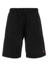 Kenzo Bermuda Cotton Elastic Waistband Shorts In Noir
