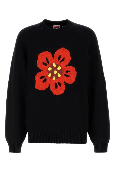 Kenzo Boke Flower Cotton Blend Sweater In Black