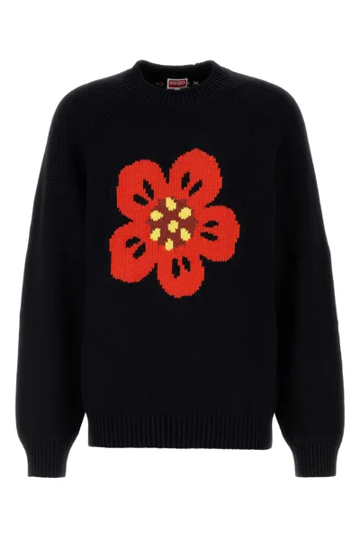 KENZO BLACK COTTON BLEND SWEATER