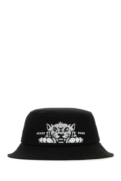 KENZO KENZO BLACK COTTON BUCKET HAT