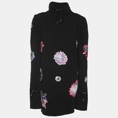 Pre-owned Kenzo Black Cotton Embroidered Drawstring Sweater M