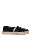 Kenzo Canvas Espadrilles With Logo Embroidery In Black